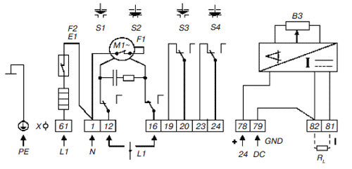 Схема электрических соединений для электроприводов SР1Ex для схемы Z258